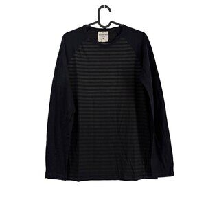 Splendid Mills Black Gray Striped Long Sleeve T Shirt Mens Size Small